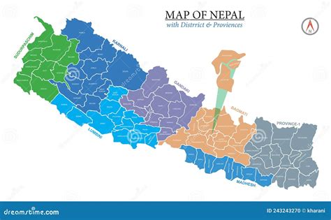 Map Of Nepal With Districts And Province Vector Illustration Stock | SexiezPicz Web Porn