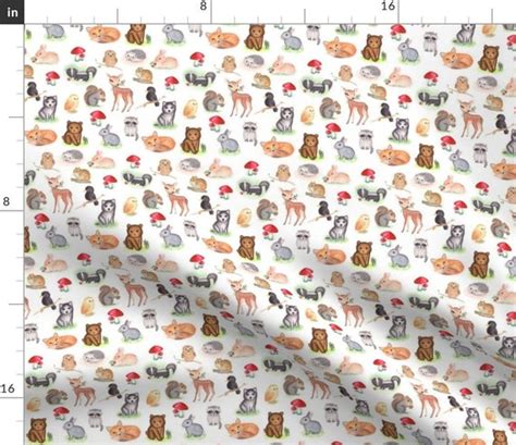 Woodland Animals Fabric Woodland Animals by Martadalloul - Etsy