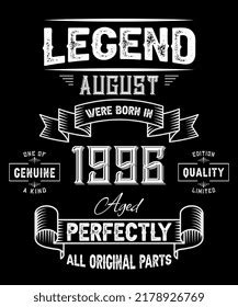 26th Birthday Vintage Legends Born August Stock Vector (Royalty Free) 2178926769 | Shutterstock