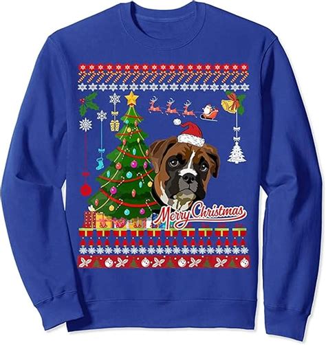 Boxer Dog Christmas Ugly Sweater Boxer Xmas Gift Sweatshirt - Front Print Sweatshirt For Men and ...