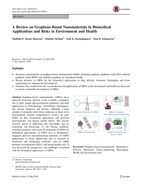 (PDF) A Review on Graphene-Based Nanomaterials in Biomedical Applications and Risks in ...