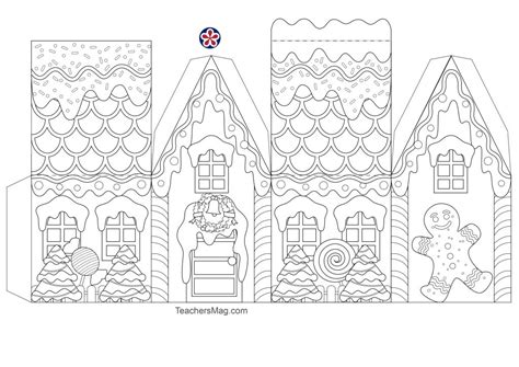 Two Story Printable Gingerbread House Template - Printable Word Searches