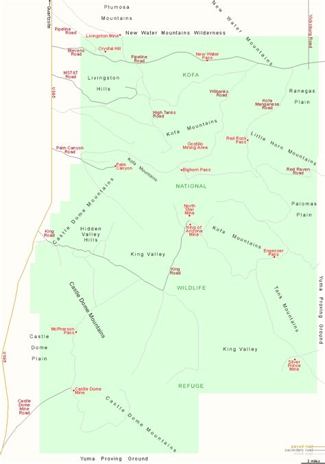 Map of Kofa National Wildlife Refuge, Arizona