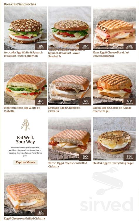 Printable Panera Menu