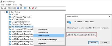 Dell Data Vault Control Device (DDV Device) has a Yellow Bang Symbol ...