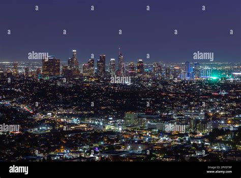 Downtown Los Angeles at Night Stock Photo - Alamy