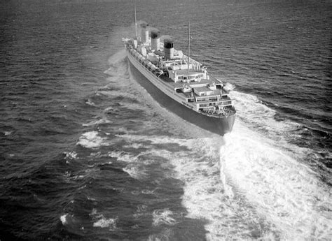 Print of Ship Queen Mary May 1936 - RMS Queen Mary steams across the ...