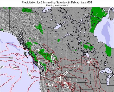 Alberta Precipitation for 3 hrs ending Saturday 06 Feb at 5am MST