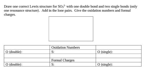 Solved Draw one correct Lewis structure for SO32- with one | Chegg.com