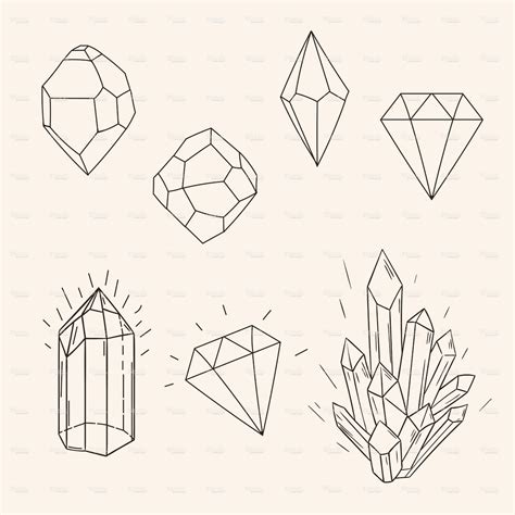 Hand drawn set sketch crystal,diamond and polygonal figure tatto stock vector art 71914669 ...