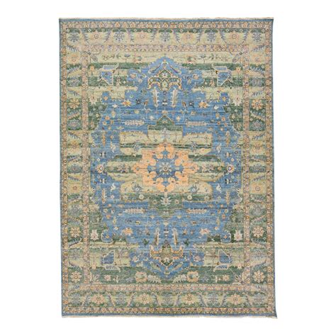 2020s Blue Apadana's Persian Tabriz Style Wool Rug With Medallion Motif ...