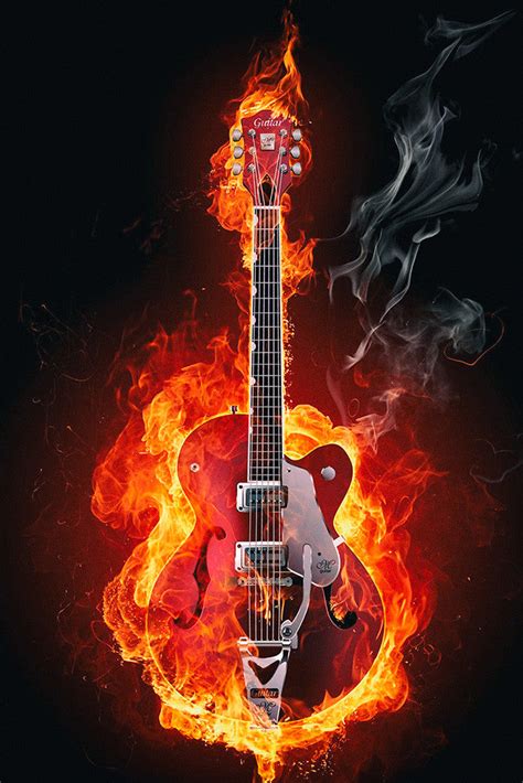 Flaming Guitar Rock Music Poster – My Hot Posters