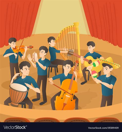 Orchestra musicians figures concept cartoon style Vector Image