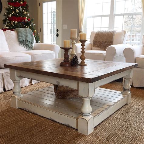 Large Antique White Harvest Coffee Table | Coffee table farmhouse ...