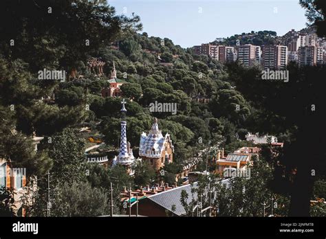 The Park Guell in an aerial shot Stock Photo - Alamy