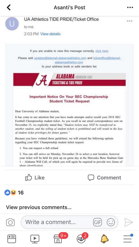 A warning about selling SEC championship tickets on the ticket exchange facebook page : r/capstone