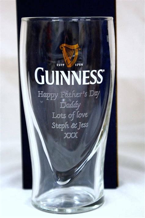 Engraved Guinness Pint Glass. Personalised with your message. | Etsy