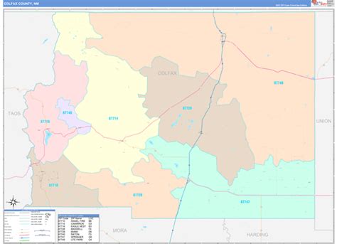 Colfax County, NM Wall Map Color Cast Style by MarketMAPS - MapSales