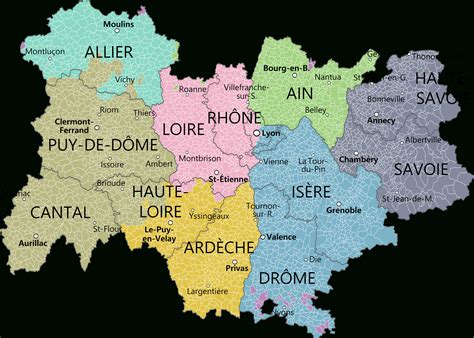 Carte De La Région Avec Ses Départements Et La Métropole De dedans Carte De France Et Ses ...