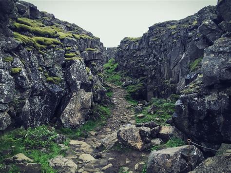 ingvellir Park in Iceland where a divergent boundary creates rifts in the crust - Photorator