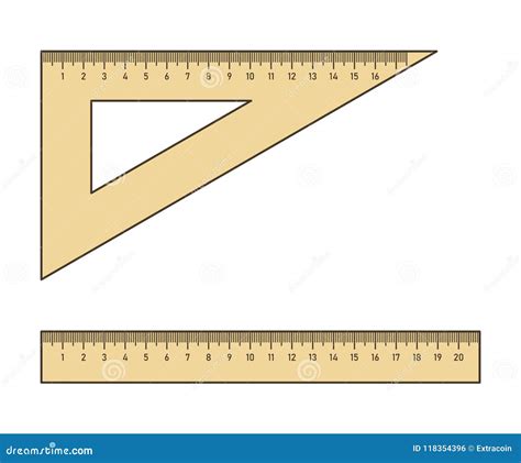 Triangle Ruler and Straightedge Stock Vector - Illustration of measurement, flat: 118354396