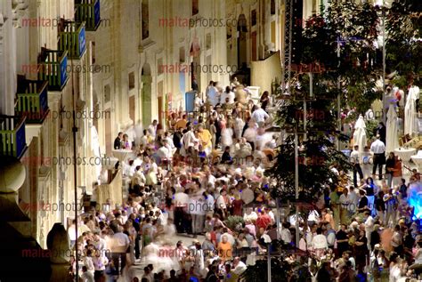 Valletta Crowds People Waterfront at night - Malta Photos