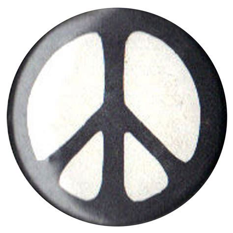 Black on White Peace Symbol Button