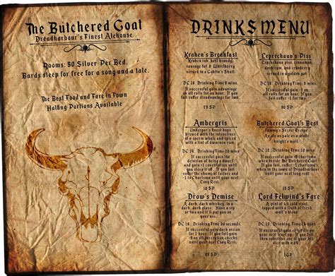 Steal my Tavern Menu :) : r/DnDBehindTheScreen