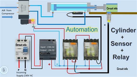 Automation / Pneumatic Cylinder with Sensor and Relay / Reed Switch/8 Pin relay/wiring/Circuit ...