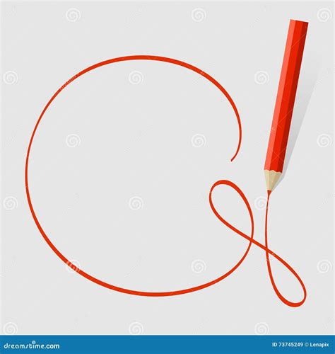 Red pencil drawing stock vector. Illustration of sign - 73745249