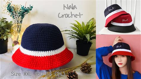 How to crochet bucket hat (biger size )/crochet hat for men /crochet hat/ถักหมวกบักเก็ตไซส์ใหญ่ ...