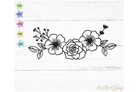 Floral border svg, floral swag svg, Flower border svg, (713542) | Cut ...