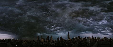 Epic Panorama of Storm Clouds Looming Over New York City