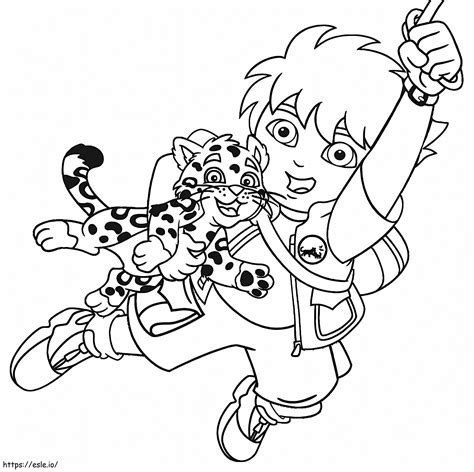 Diego And Jaguar Fun coloring page