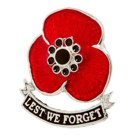 Sterling Silver Remembrance Poppy Pin - Lest We Forget UK