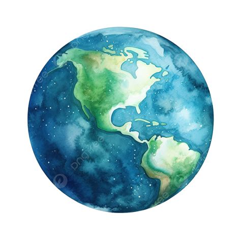 Watercolor Earth Clip Art Element Space, Earth, Planet, Watercolor PNG Transparent Image and ...