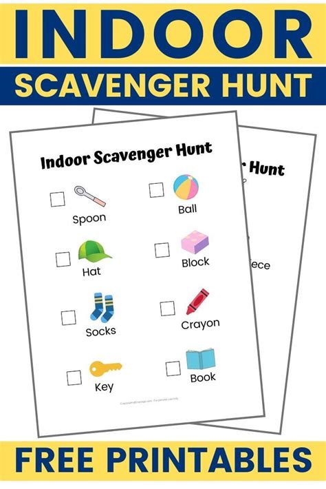 This free printable indoor scavenger hunt for kids is a fun inside ...