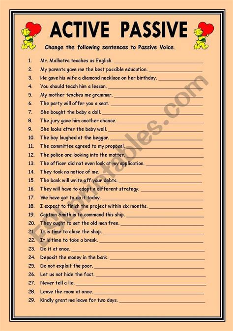 Passive Voice Exercises Pdf