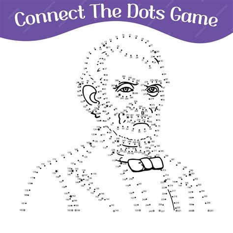 Premium Vector | Connect the dots draw game kids puzzle work sheet famous people vector