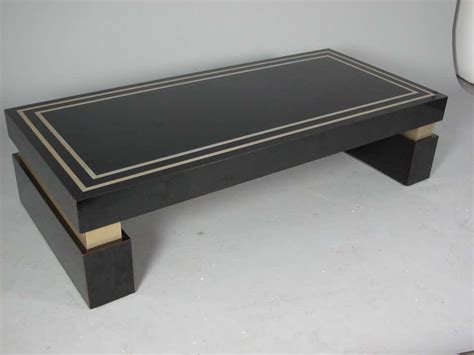 French Low Black Lacquer Rectangular Coffee Table at 1stDibs