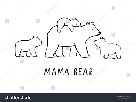 Hand Drawn Mama Bear Vector Print Stock Vector (Royalty Free ...