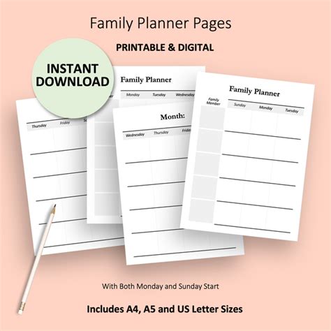 Family Planner Printable – Diary of a Journal Planner