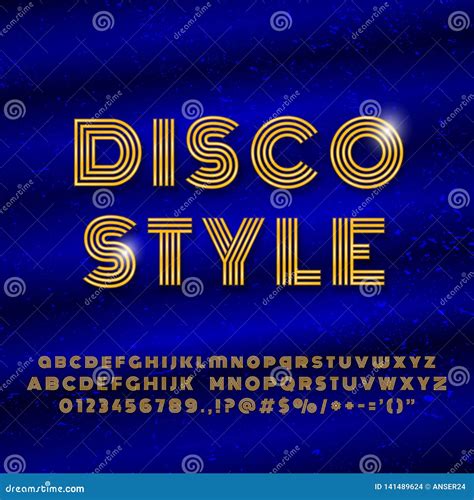 Alphabet in Retro Style Disco Font Effect Stock Vector - Illustration of gold, city: 141489624