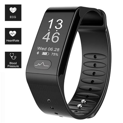 Sports Fitness Tracker Smart Bracelet T6 Heart Rate Monitor ECG Blood ...