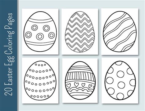 20 Easter Egg Coloring Pages Variety Coloring Printable - Etsy