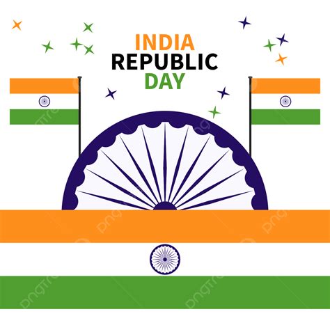 India Republic Day With Flag And Chakra, India, Republic, National PNG and Vector with ...