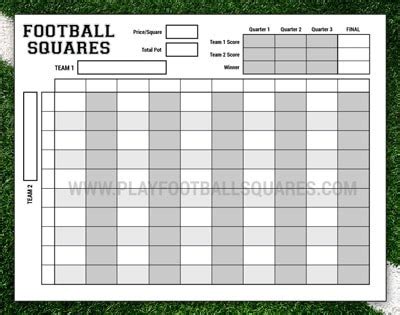 Free Printable Football Squares - Play Football Squares