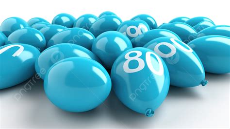 Blue And White Balloons Celebrating 80th Birthday Background, 3d ...