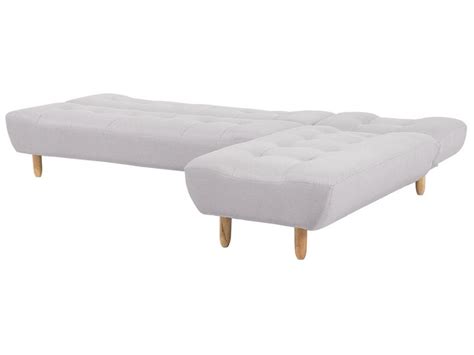 Left Hand Fabric Corner Sofa Bed Light Grey ALSTEN | Beliani.co.uk