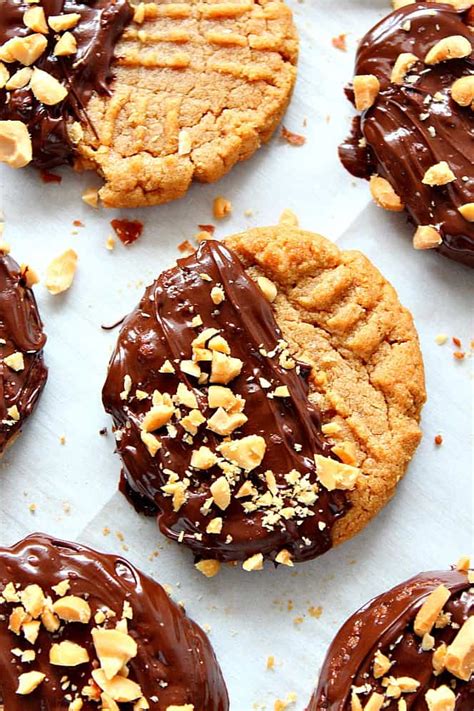 Chocolate Dipped Peanut Butter Cookies Recipe - Crunchy Creamy Sweet